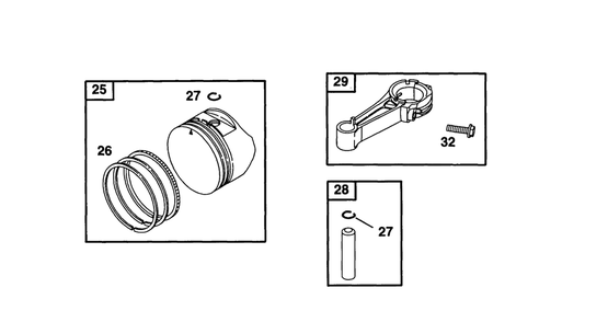 Piston Grp Diagram and Parts List for 12E802-0830-XX  Briggs and Stratton Engine